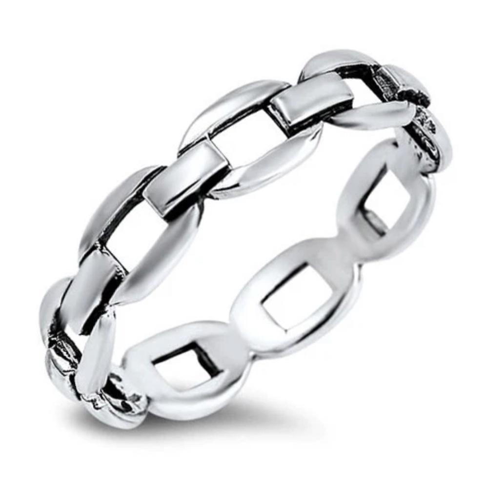 Sterling Silver Chain-Link Ring – Size 9 (Sample)